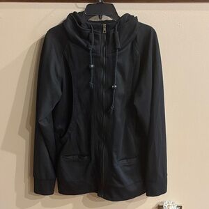 H2H men’s casual Black zip up Hooded Jacket pockets draw string hood cotton XL